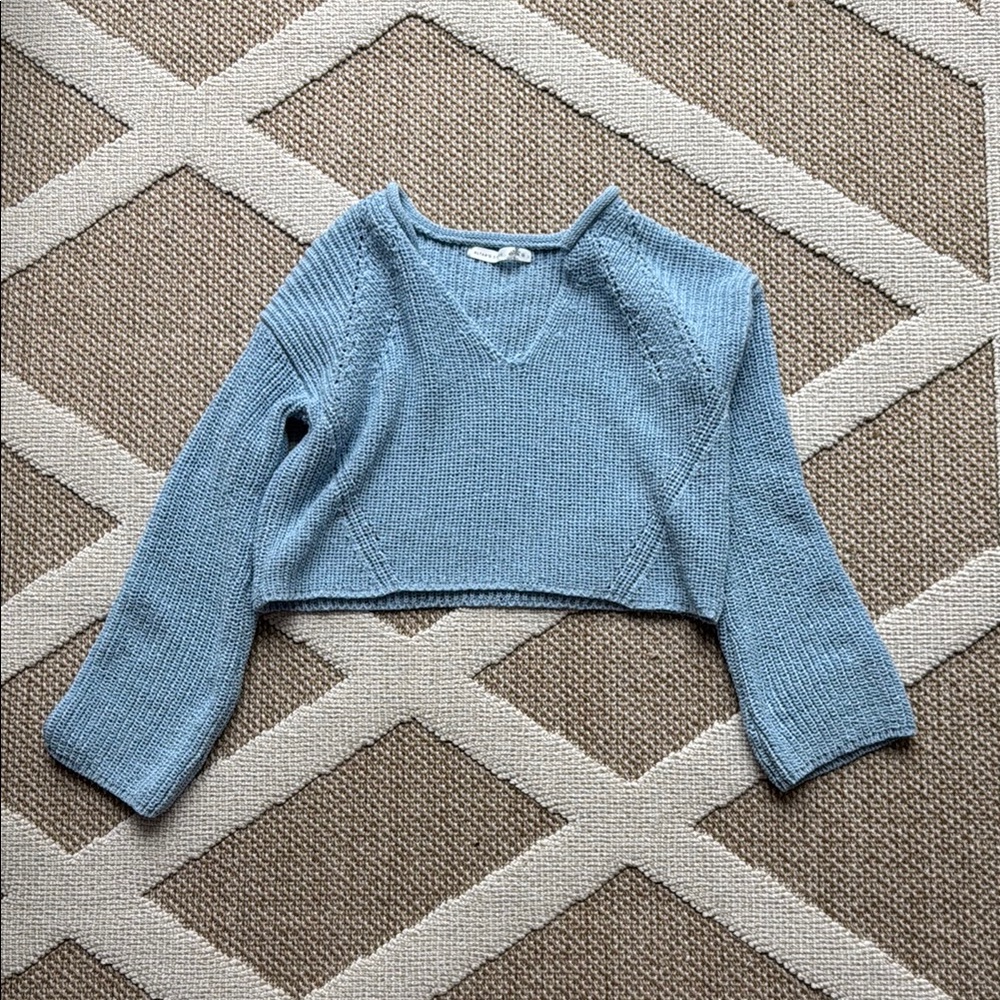 Altar'd State Blue Knit Cropped Blouse